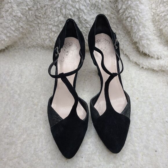 Vince Camuto Akido T Strap Black & Silver Pumps sz‎ 9 - Picture 3 of 7
